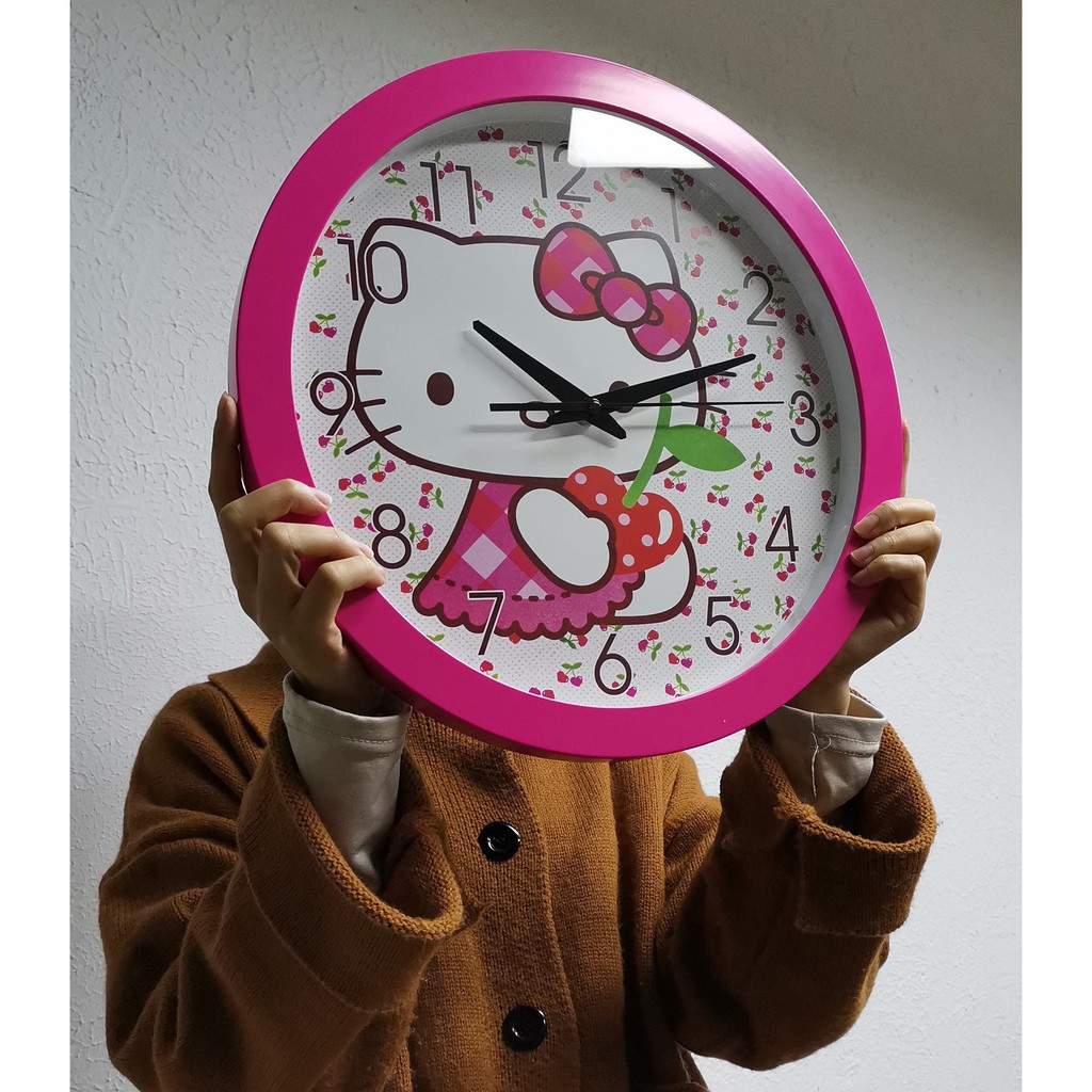 14 Inch Big Hello Kitty Wall Clock Glass Shopee Philippines