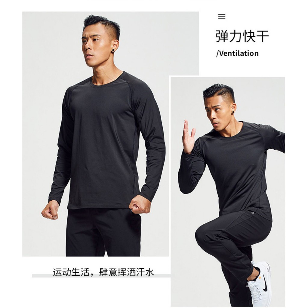 Simple ACTIVE long-sleeved T-shirt DRI FIT unisex regular size solid color round neck top #5