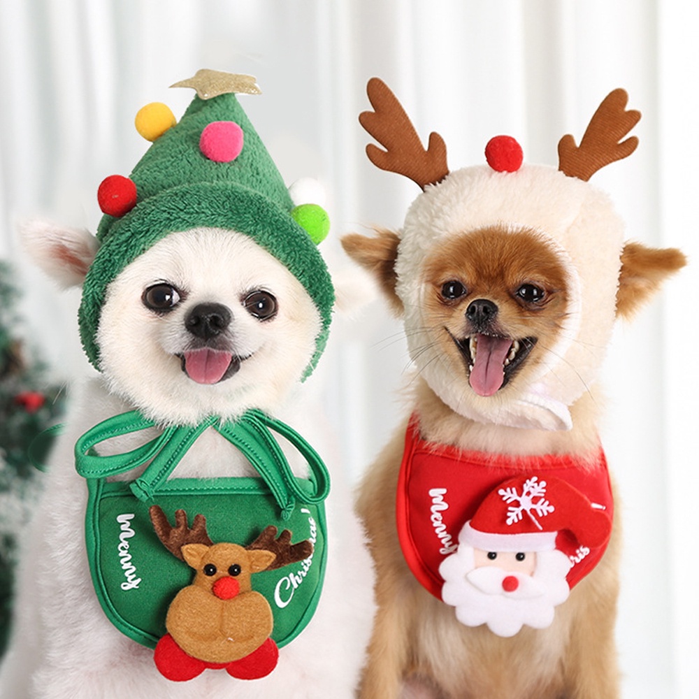 New Funny Pet Dog Cat Cap Costume Warm Rabbit Hat New Year Party Christmas Pets Bibs Holiday Caps for Dogs and Cats Party Decoration