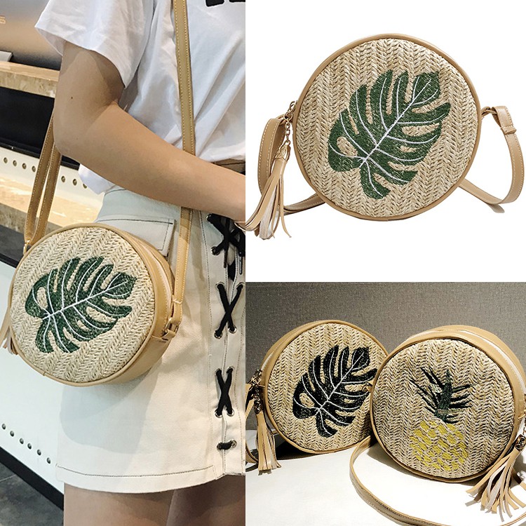 Round Rattan Sling Bag Korean Round Rattan Beach Bag Shopee Philippines