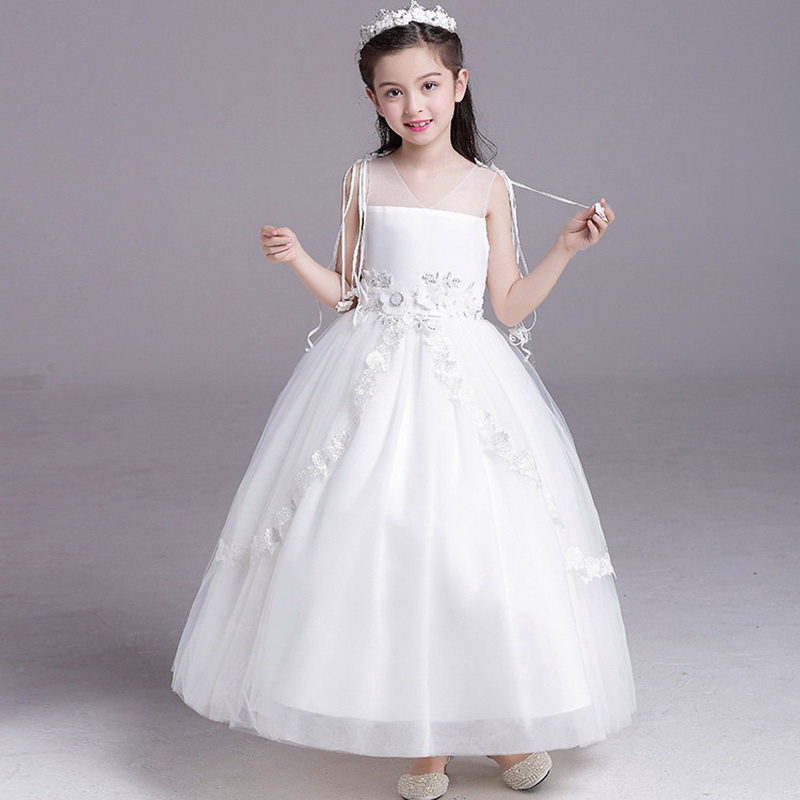 girls long white dress