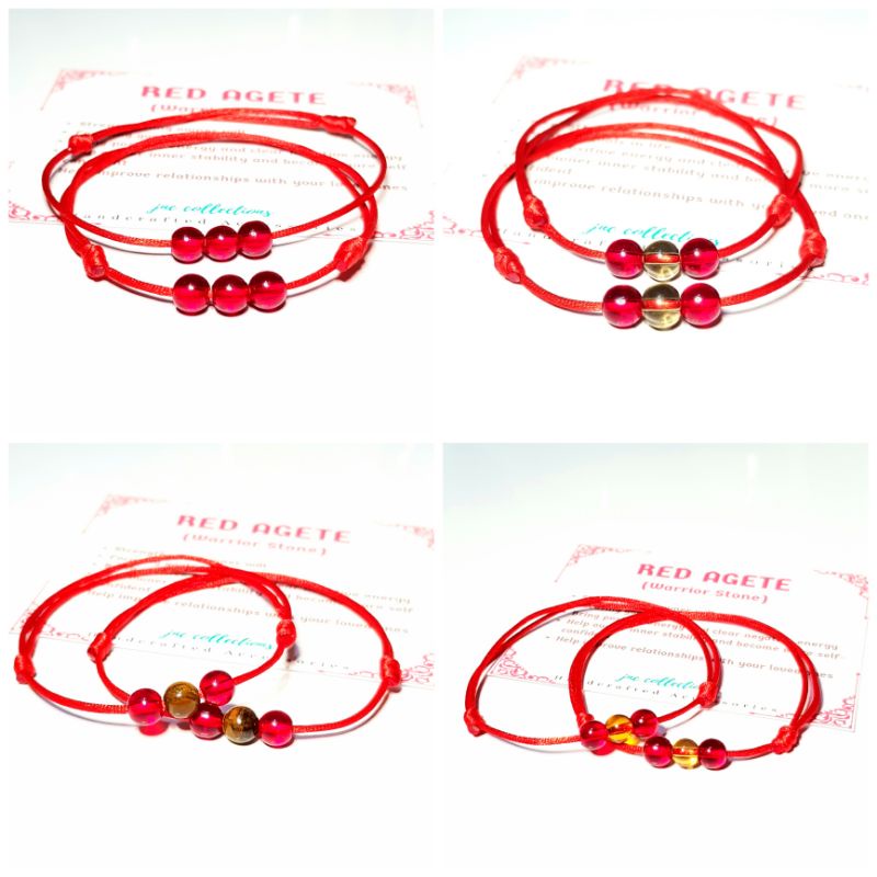 lucky redline bracelet w/red agate charm sliding knot Shopee Philippines