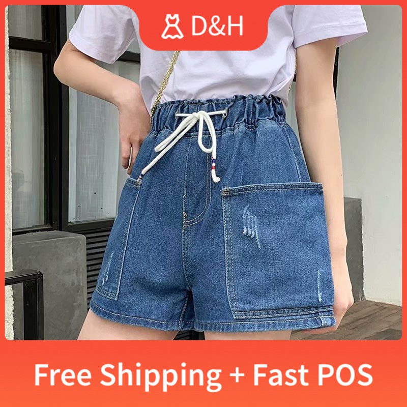 elastic waist jean shorts womens