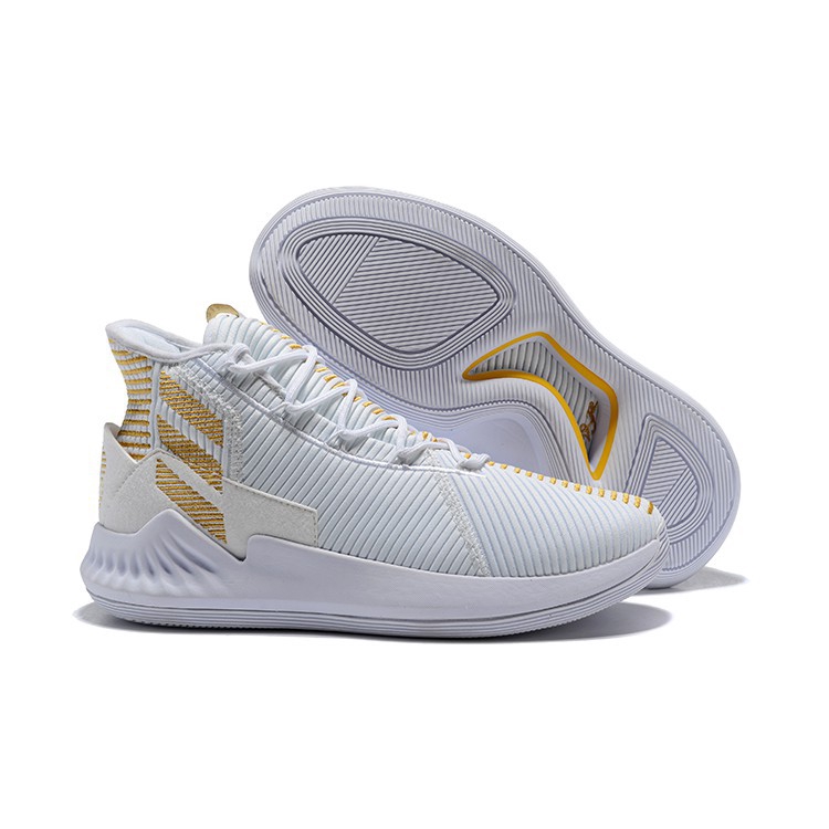 white and gold adidas basketball shoes