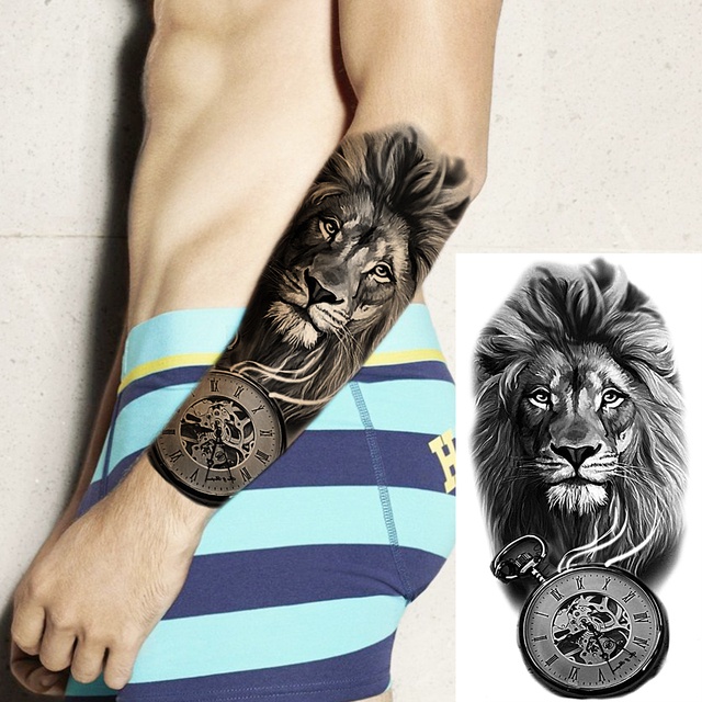 Trendy Half Arm Tattoo Waterproof Fake Tattoo Minimalist 1pcs Half Sleeve  Temporary Magic Tattoos for Men Woman Wild Lion Tiger Wolf | Shopee  Philippines