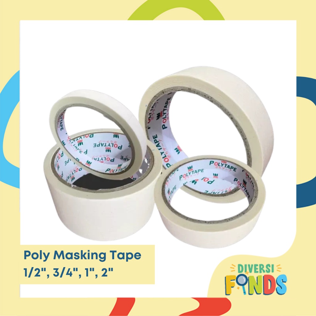 Masking Tape Poly Brand 1/2", 3/4", 1", 2" x 15meters Shopee