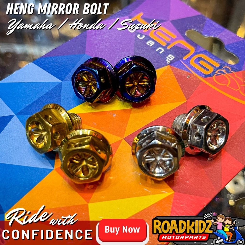 HENG MIRROR BOLTS YAMAHA/HONDA SET (SOLD AS PAIR) / SIDE MIRROR BOLT