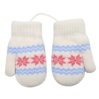 Children's Winter Gloves Small Snowflakes Alpaca Woolthick Warm Wool Newborn Knitted Gloves #5