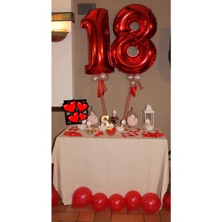 AGAR.SHOP RED 32 INCH Number Foil Balloon Giant Number Red Birthday Balloon Party Decoration Wedding #6