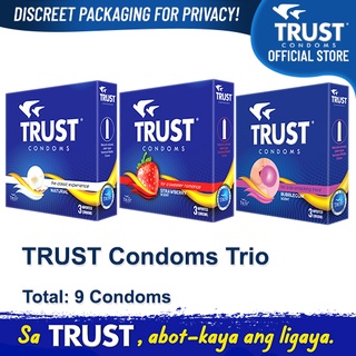 Trust Condoms TRIO - Strawberry, Bubble Gum, Natural