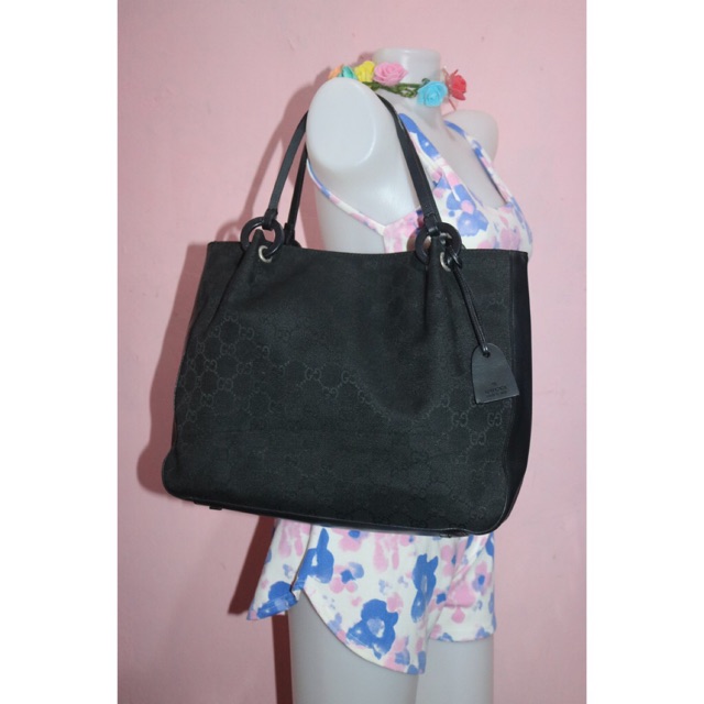 Vintage Gucci Black Tote Bag | Shopee Philippines