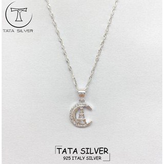 TATA Silver Real 92.5% Italy Silver Simple Studded Half Moon Necklace for Women T-126 | Shopee ...