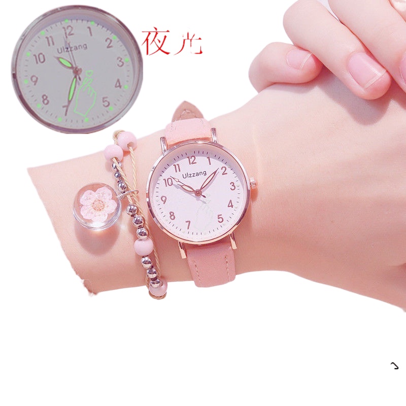 Cherry blossom pink watch girls junior high school pupils cute luminous ...