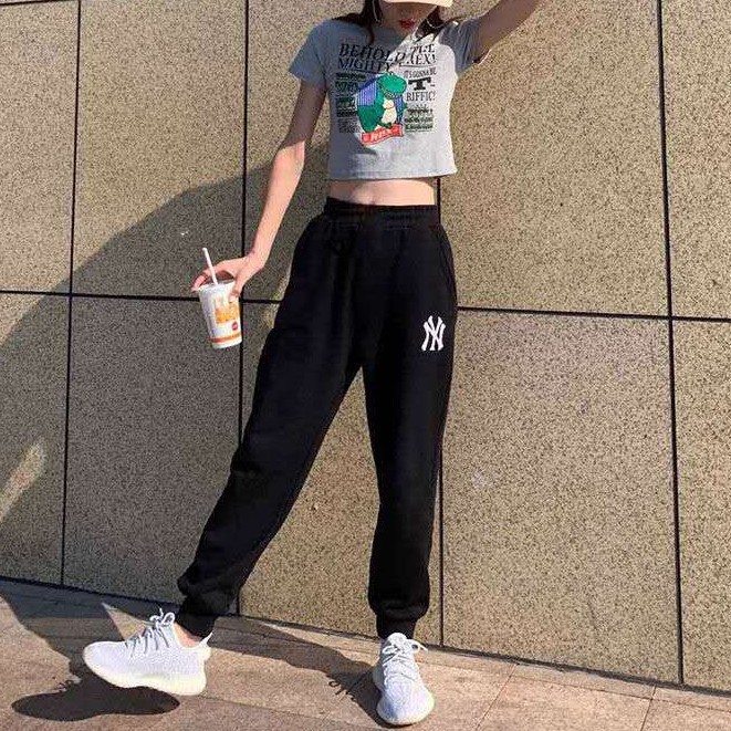 Fashion (Black)Oversized Grey Jogging Sweatpants Women Korean