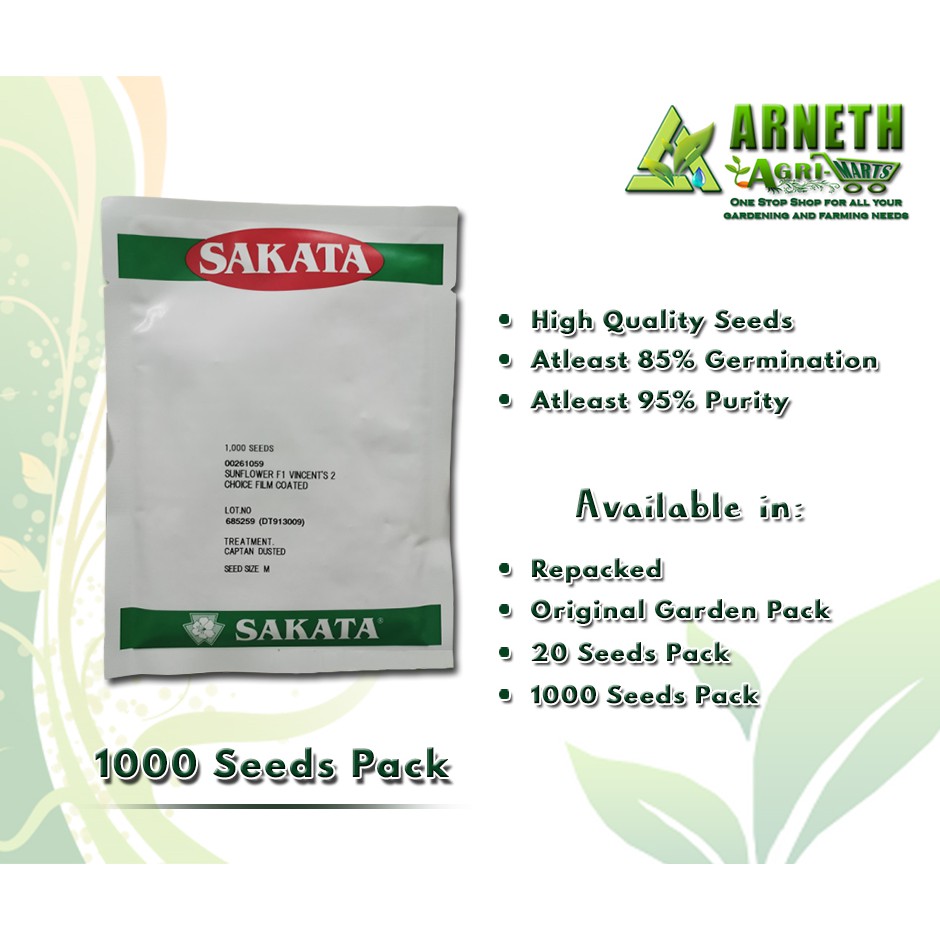 SAKATA SUNFLOWER VINCENT'S 2 CHOICE SEEDS (1000 SEEDS) Shopee Philippines
