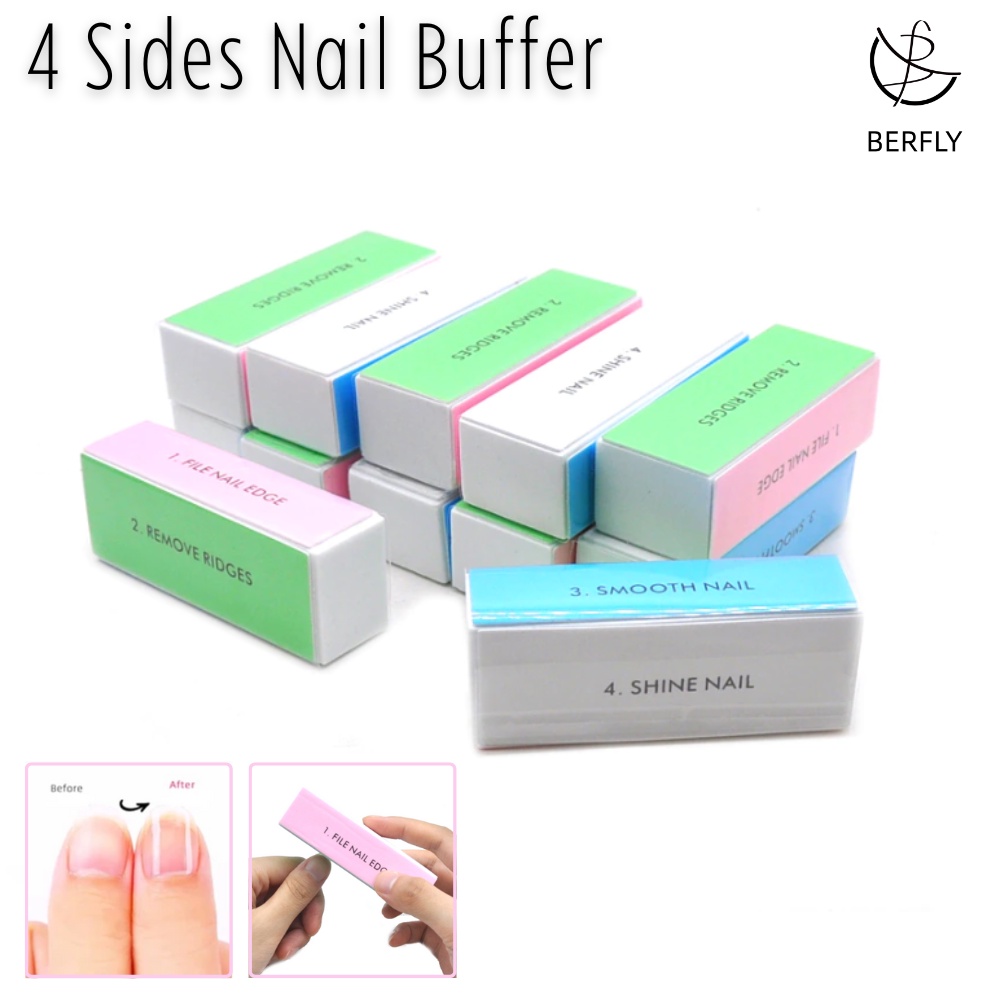 Berfly | 4 side Nail Polish Tool Buffer Block Shine 4 Way Salon Nail ...