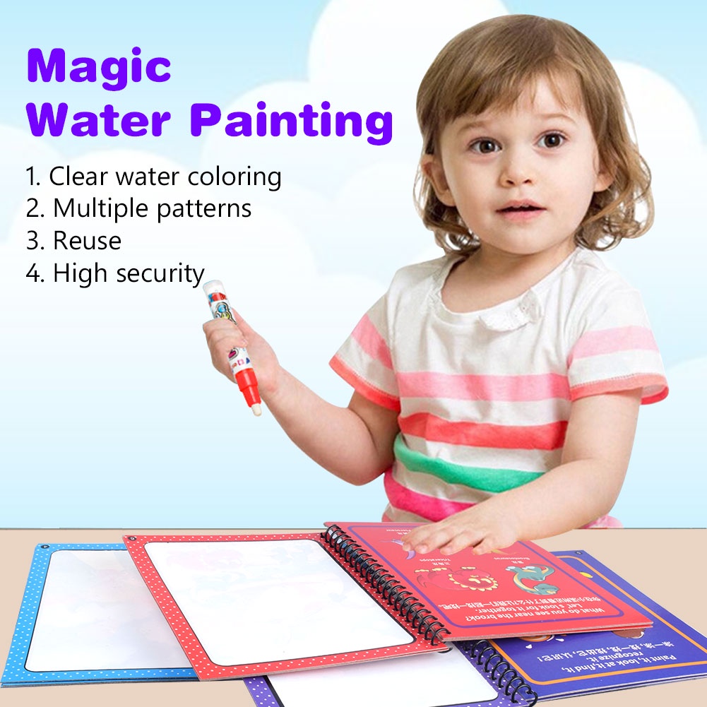 Reusable Magic Water Drawing Writing Book With Magic Pen Board Coloring