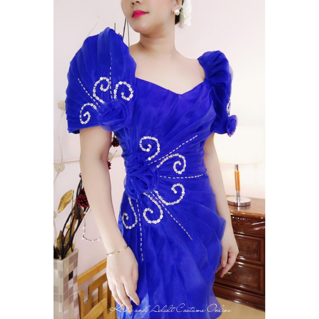 blue filipiniana gown