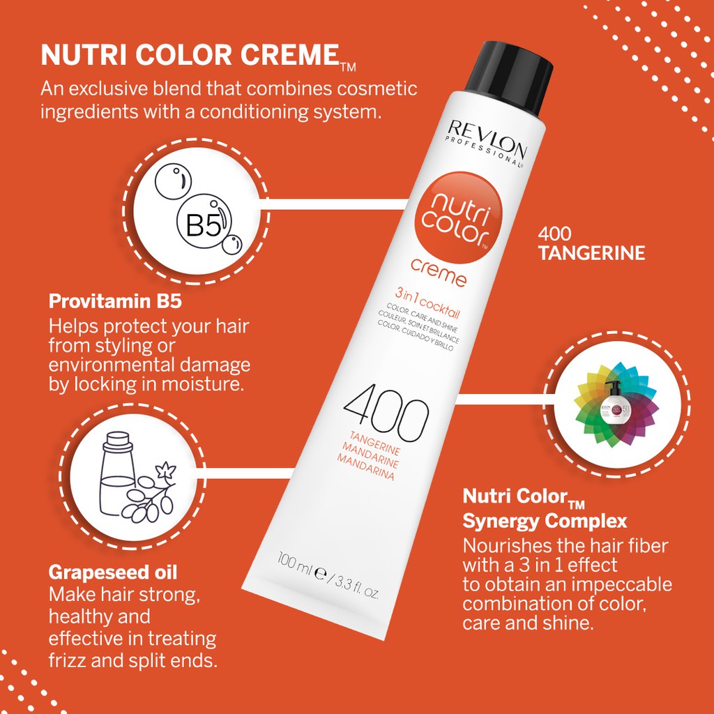 Revlon Professional Nutri Color Creme 400 TANGERINE Color 100ml Semi Permanent Hair Color