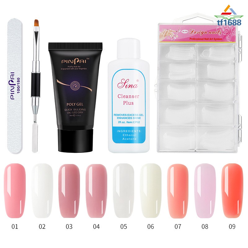 5 Pcs/set Poly Gel Set Polygel Quick Builder Extension Enhancement LED