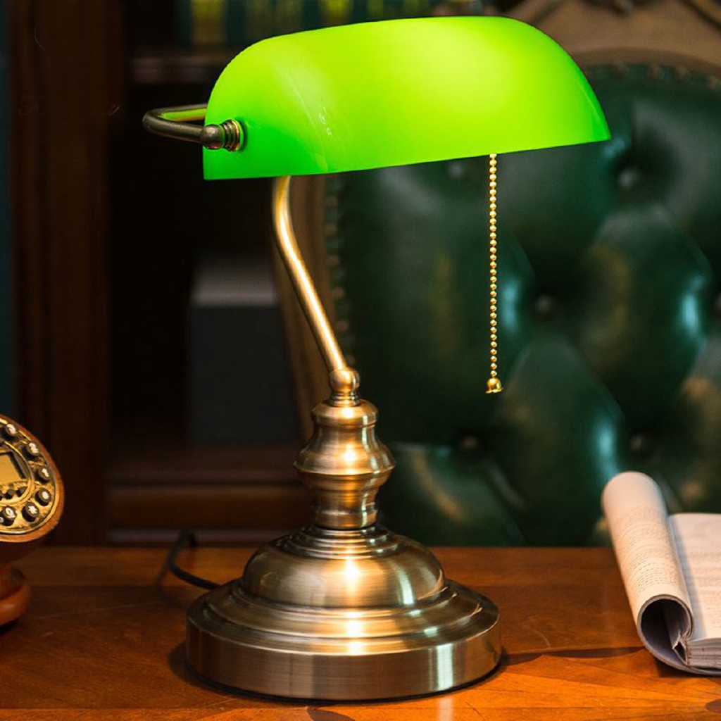 bankers lamp blue