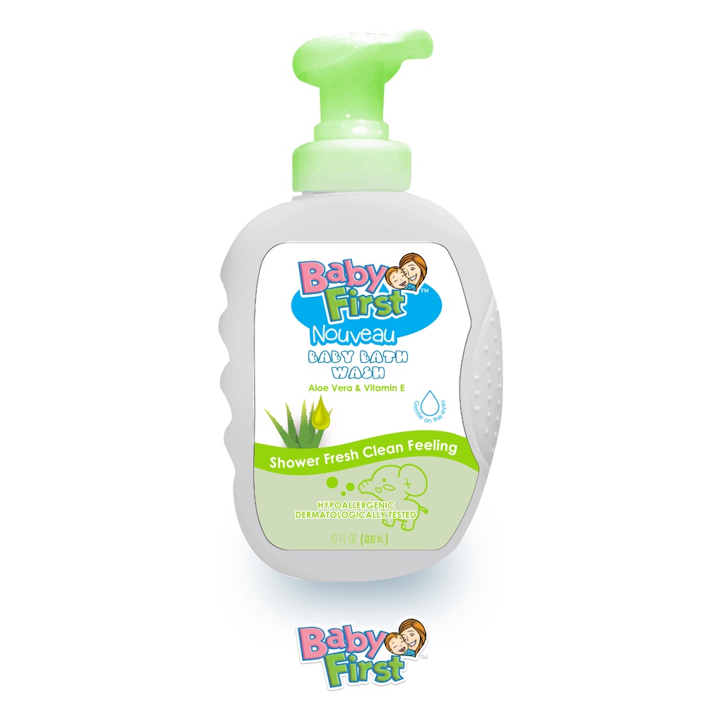 Baby First Nouveau Baby Bath Wash 650ml Aloe Vera and Vitamin E Scent + FREE 110ml