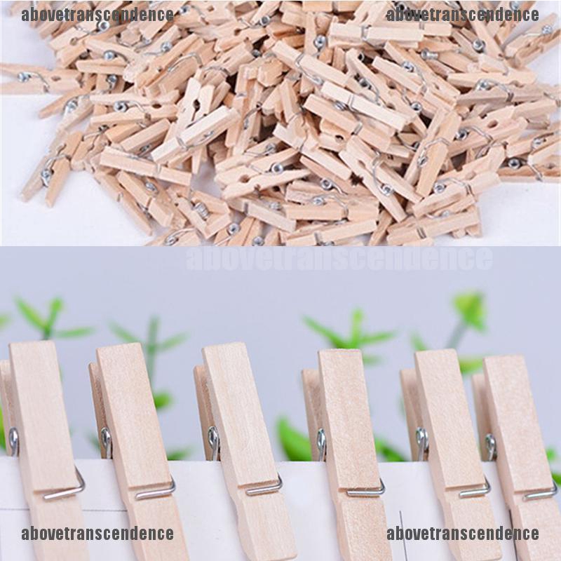 Gold Happy 50 PCS Natural Colorful Mini Colored Spring Wood Clips Clothes Photo Paper Peg Pin Clothespin Craft Clips Party Decoration 
