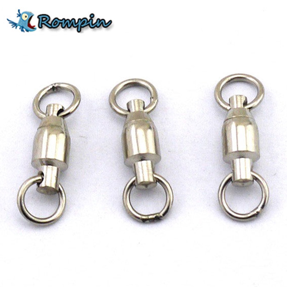 50Pcs/pack Double Heavy Duty Ball Bearing Trolling Swivel Strong Rings Tackle 