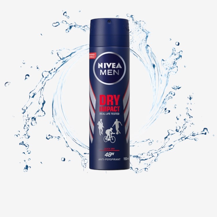 Nivea Men Deodorant Spray Dry Impact Quick Dry 150ml 48h Anti
