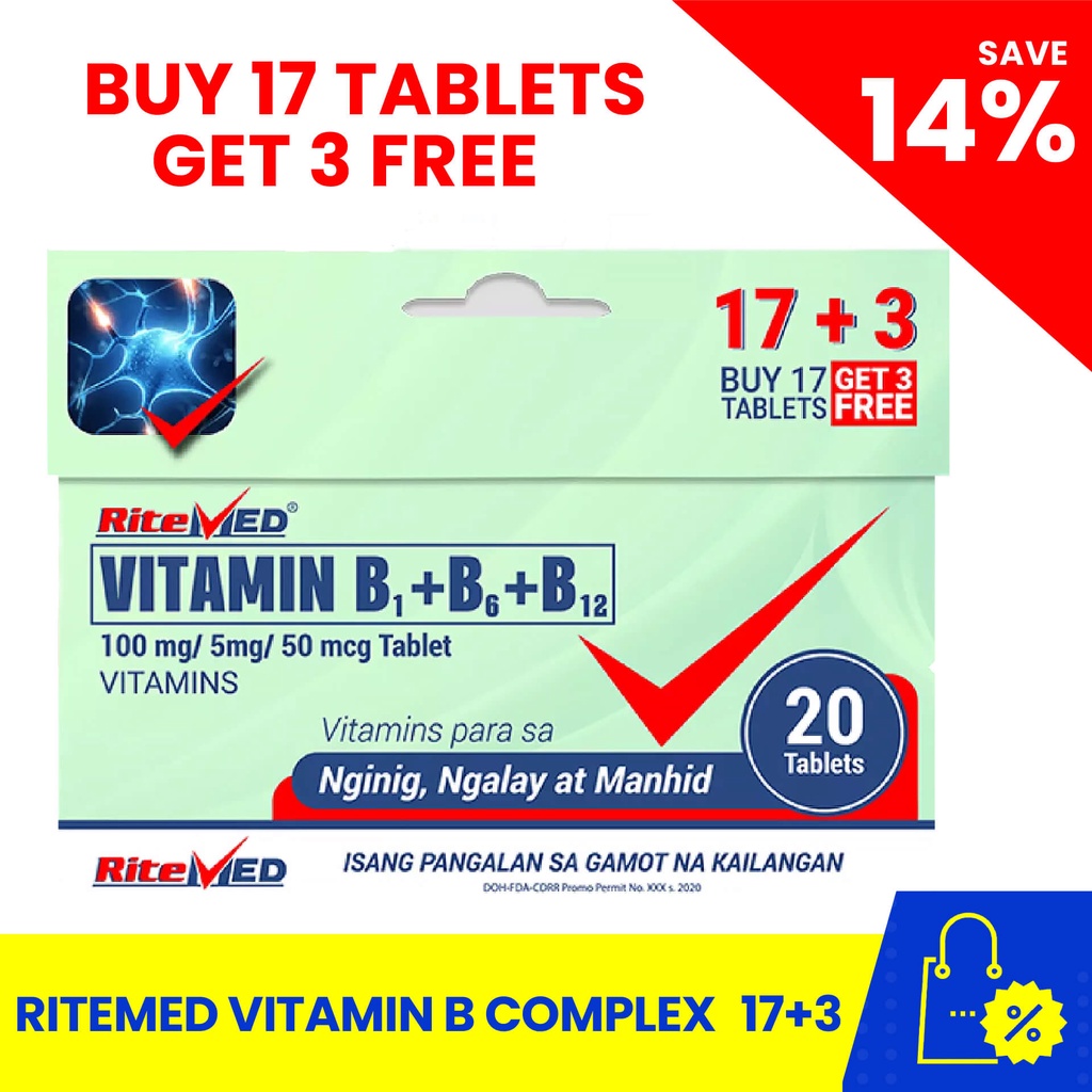 RITEMED Vitamin B1+B6+B12 Complex 17+3 tablets (For Nerve Health