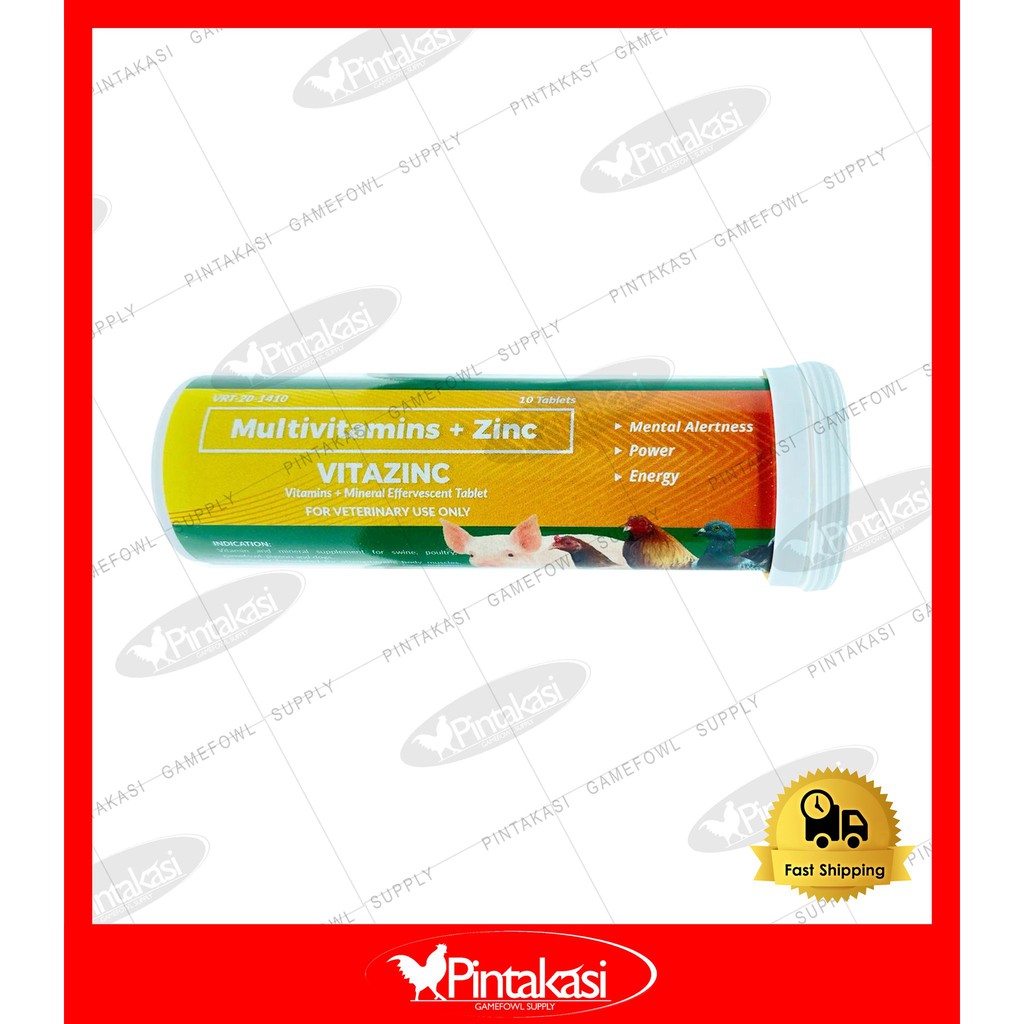 Vitazinc 10 tablets Multivitamins + Zinc for Gamefowl, Poultry, Swine