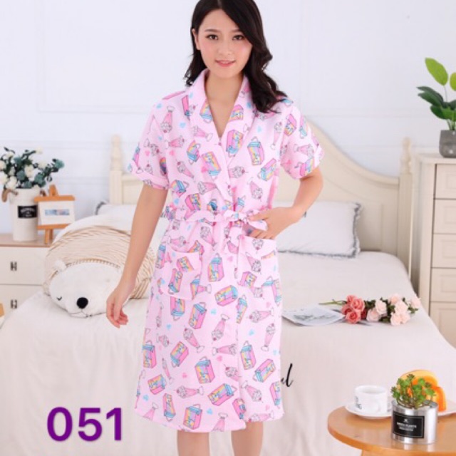 Ladies Fashion Bathrobe with Various Design with 2 Colors absorbable