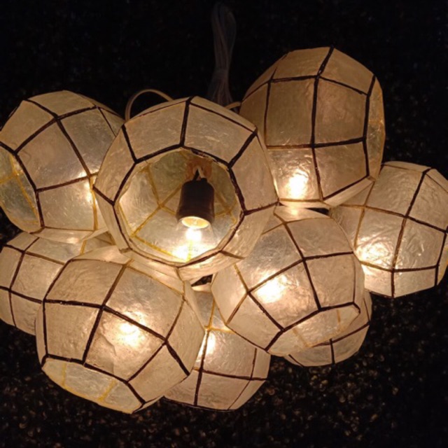lantern capiz fiber size 8 set of 10 with bulb Shopee Philippines