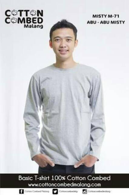 Download Plain T Shirt Men Cotton Combed 30s Long Arm Longsleeve Color Misty Ash 68 Shopee Philippines