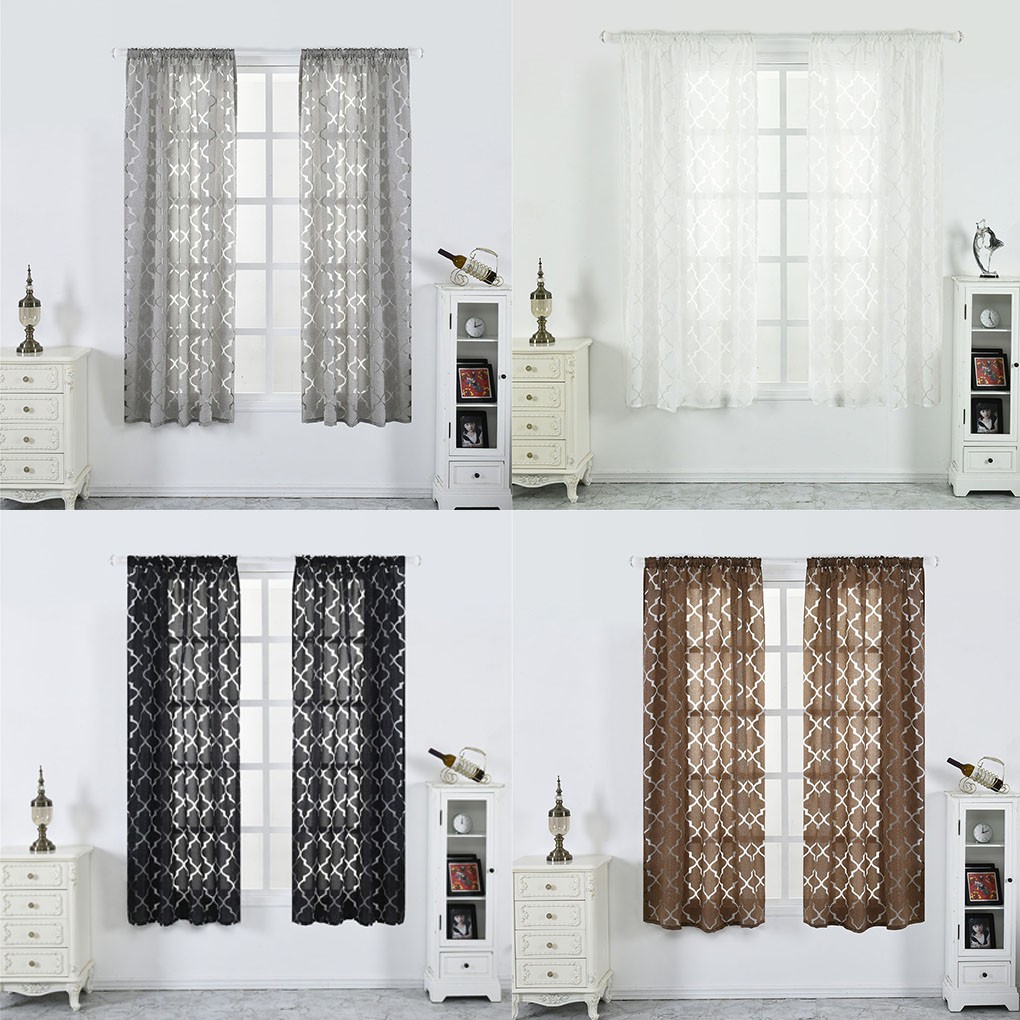 Lantern Geometry Window Curtains Sitting Room Tulle Curtain Door