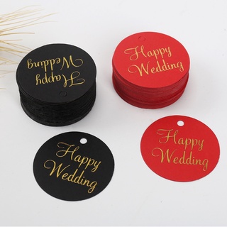 qjoq.ph | 100pcs | Gold Stamping Paper Gift Tags Black, White, Red Hang Label Decor Wedding Gift Tag #6