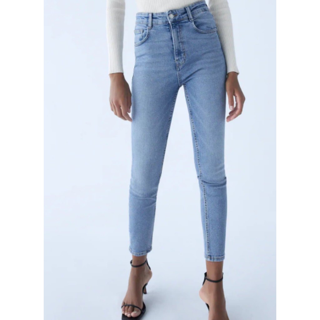 Branded overruns Zara Mid- Waist Cropped Skinny Jeans | Shopee Philippines