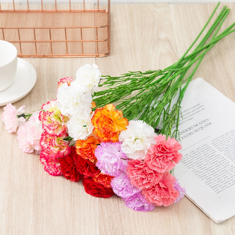 60cm 4 Flower Heads Artificial Carnation Flowers Bouquet Flower Fake Floral Wedding Party Decor