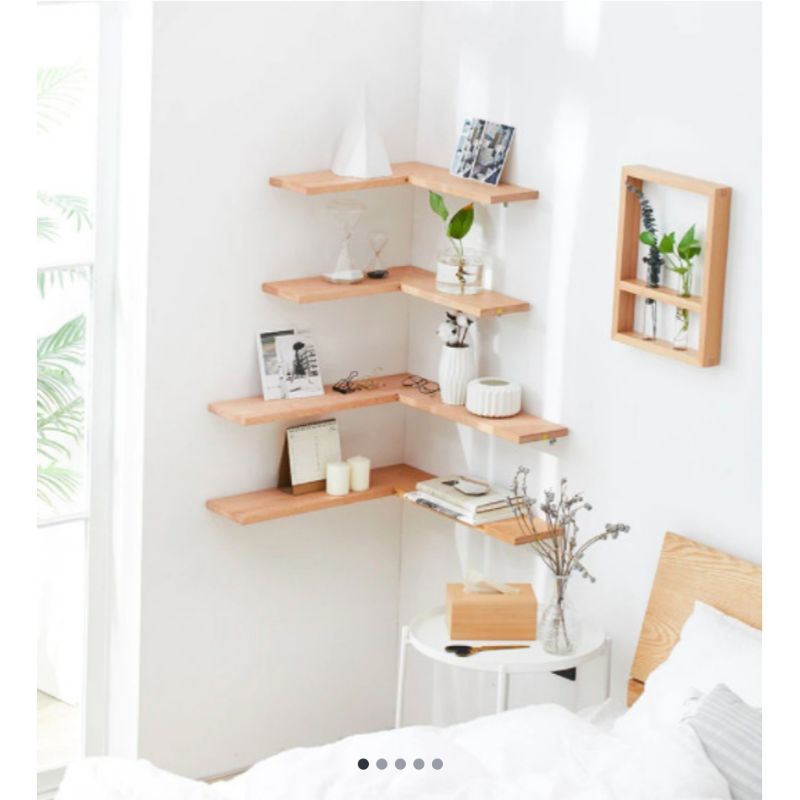 Wooden Corner Shelf L Shape Wall Shelf Special Message Board Shopee