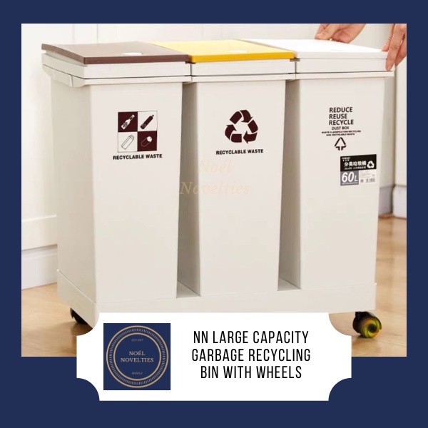 NN Large Capacity Reduce Reuse Recycle Trash Garbage Segregation Trash & Recycling Bins Cans