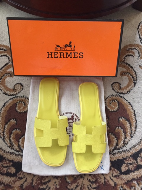 yellow hermes sandals
