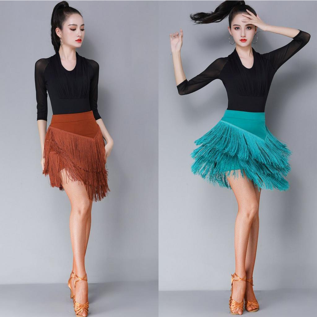 2021 New Latin Dance Skirt Women Chacha Samba Tango Tassels Fringes Skirt  for Ballroom Dancing | Shopee Philippines