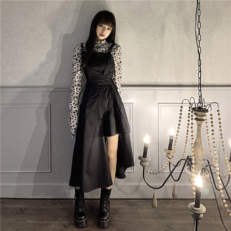 dungaree dress with shirt