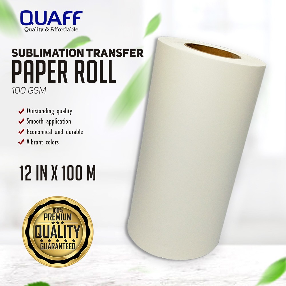 QUAFF Sublimation Transfer Paper Roll 100GSM (12 inches x 100 meters
