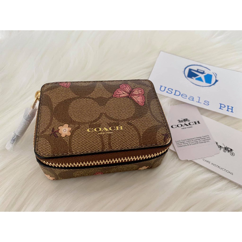 Coach Triple Pill Box in Signature Canvas with Butterfly Print | Shopee  Philippines