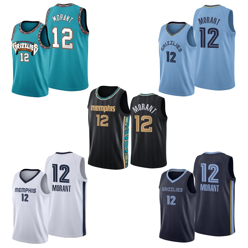 Memphis Grizzlies #12 Morant Jersey Embroidered Nba Basketball Shirt 