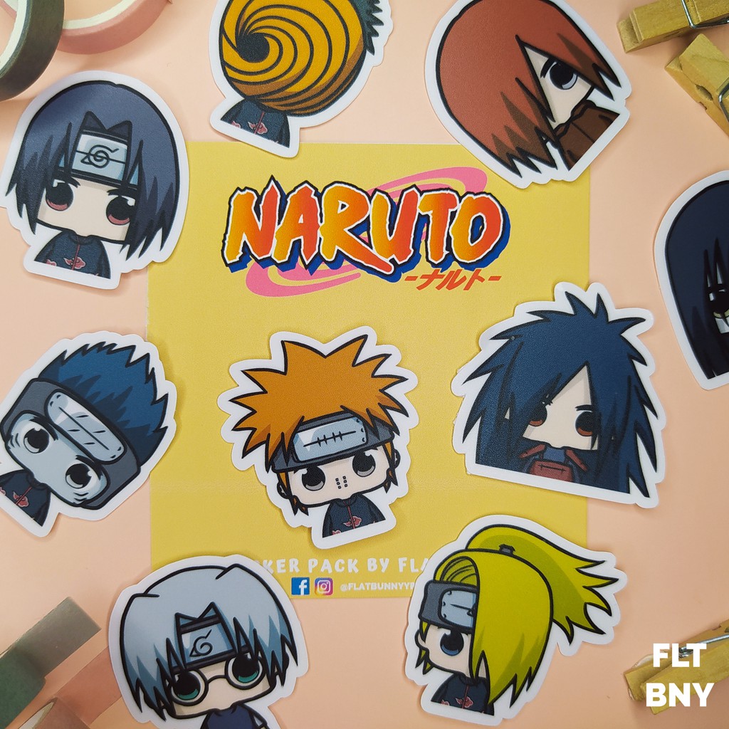 Anime Sticker | Naruto Akatsuki Clan 8 pcs Waterproof | Anime Vinyl ...