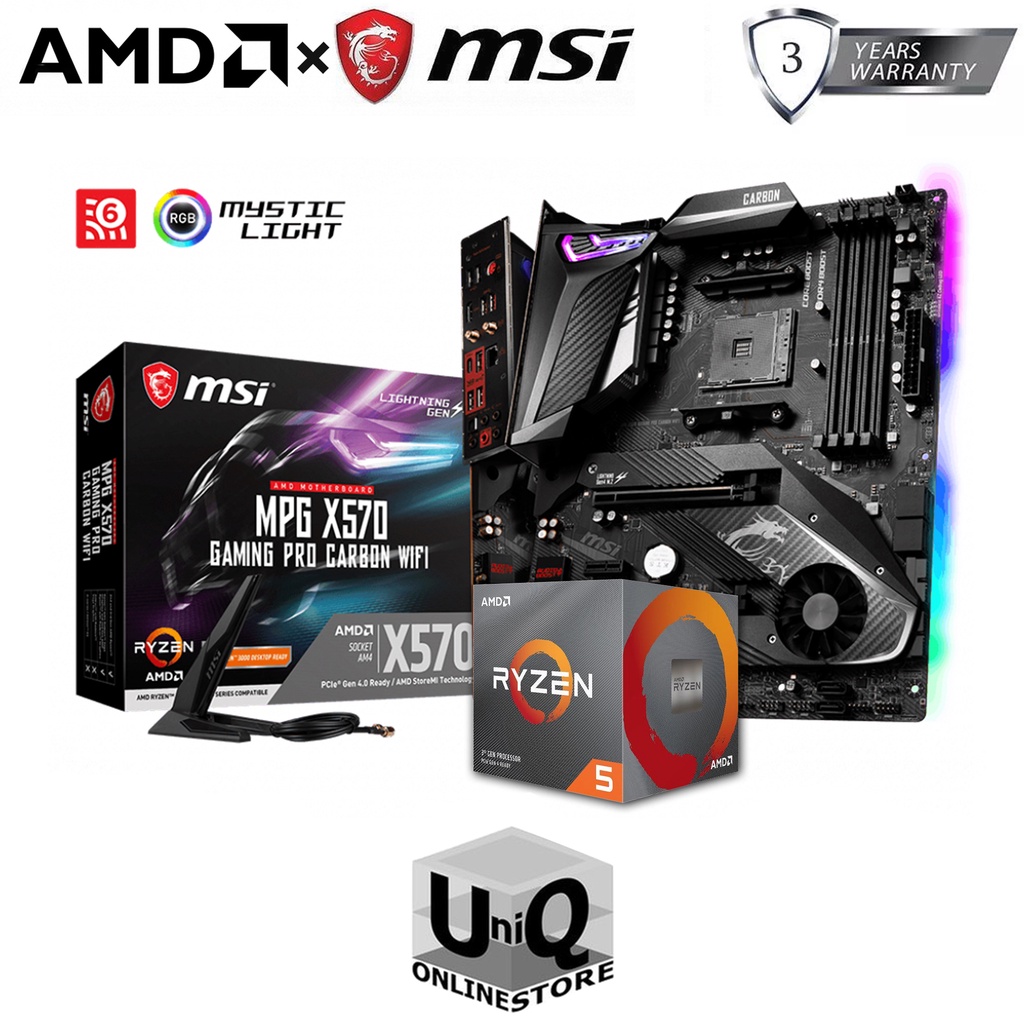 Amd Ryzen 5 3600xt With Msi Mpg X570 Gaming Pro Carbon Wifi Amd Am4 Gaming Motherboard Bundle