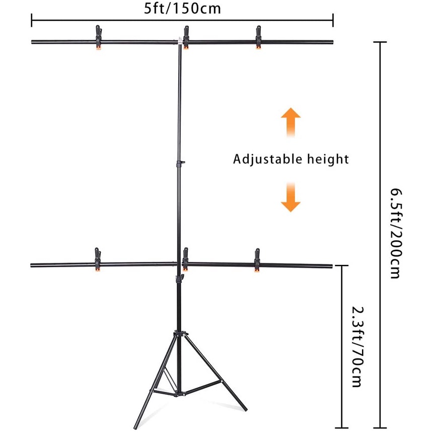 T-Shape Portable Backdrop Support Stand Kit Adjustable Photo Background Stand Studio Photography #6