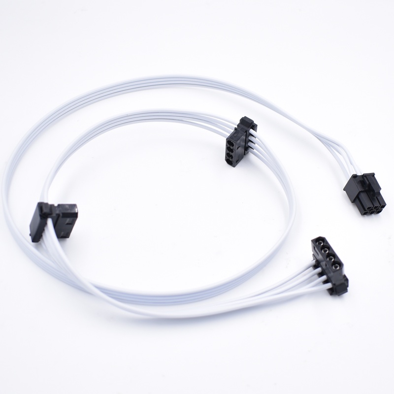 White PSU PERIPHERAL&SATA 6PIN to 3* IDE Molex 4 PIN port Power supply